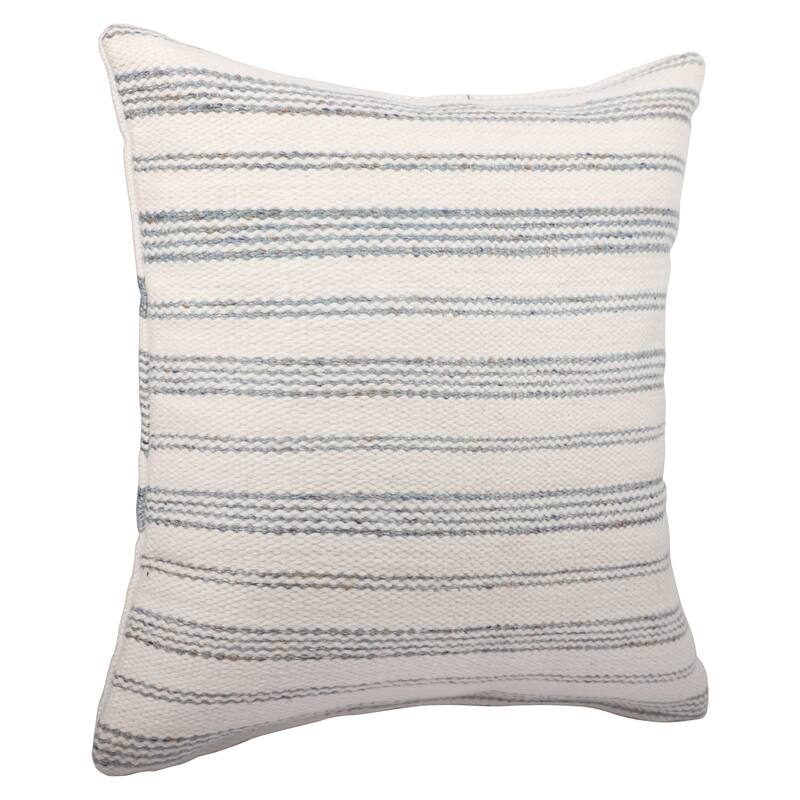 20" Blue and White Striped Throw Pillow