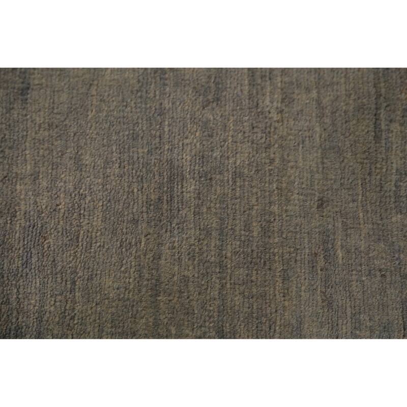 Modern Gabbeh Runner Rug Handmade Grey Wool Carpet - 2'8" x 9'6"