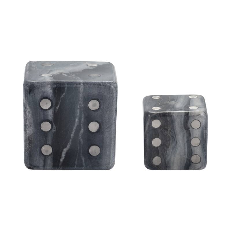Sagebrook Home Luxury Marble and Steel Dice - Exclusive Home Decor Games for Sophisticated Fun, Set of 2 - 4" x 4" x 4"