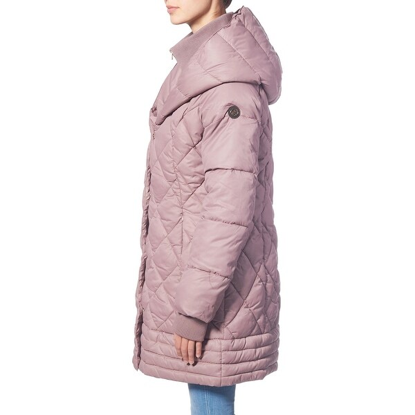 diamond quilted oversized hooded parka