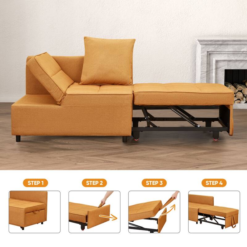 Ainfox Adjustable Sofa Chair Sleeper Sofa Bed Ottoman Couch with Metal Frame