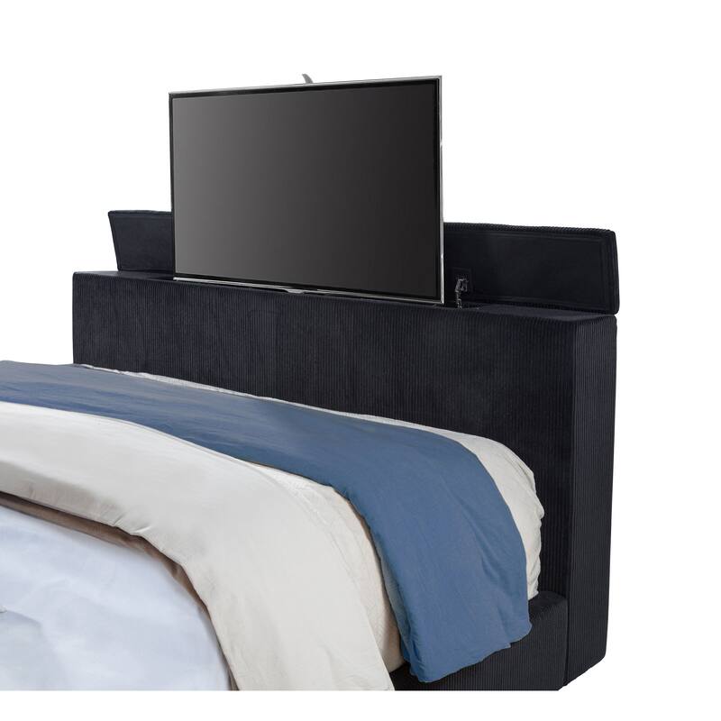 Tisdall Flame Visualizer Wingback TV Bed Black
