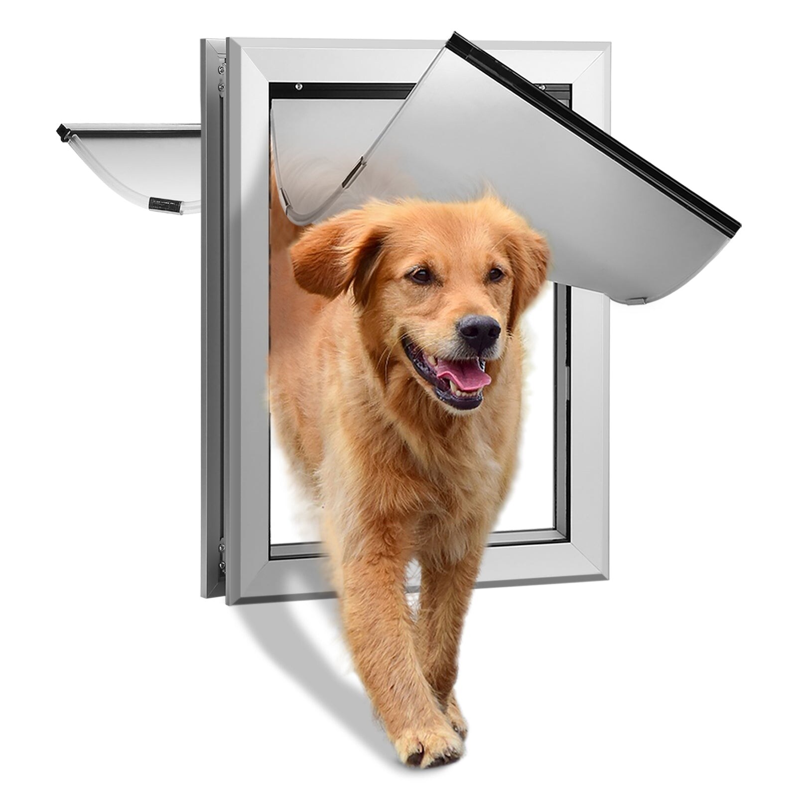Ownpets Dog Door Double-Flaps Aluminum Pet Door Larger Size 20.2