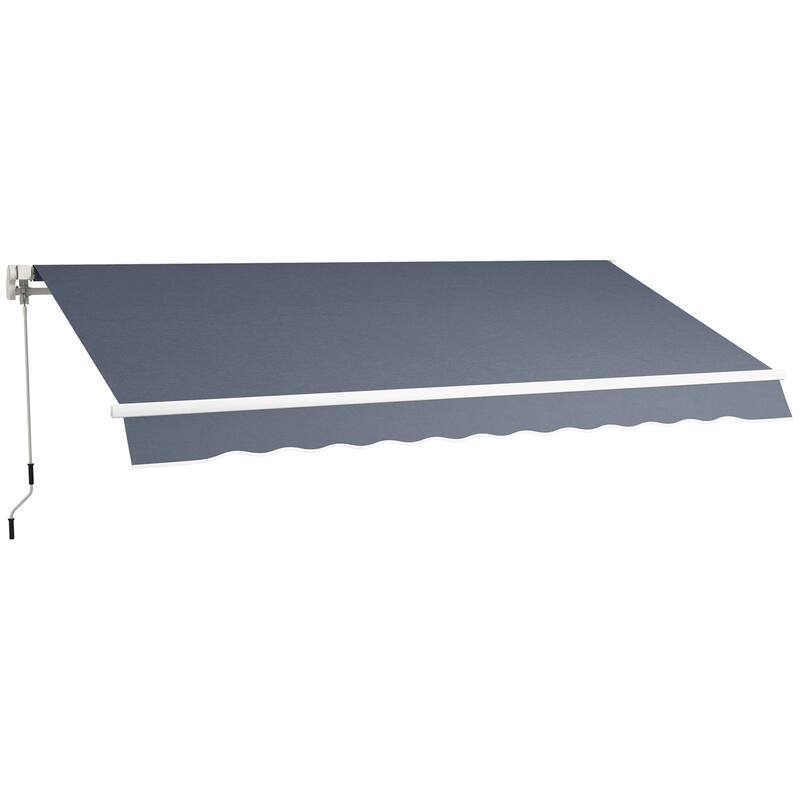 Outsunny 12' x 8' Retractable Awning, Patio Awning Sun Shade Shelter with Manual Crank Handle, 280g/m² UV