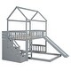 preview thumbnail 5 of 38, House Bunk Bed with Slide and Stair, Wooden Twin Over Twin Bunk Platform Bed with 2 Storage Drawers and Roof for Kids