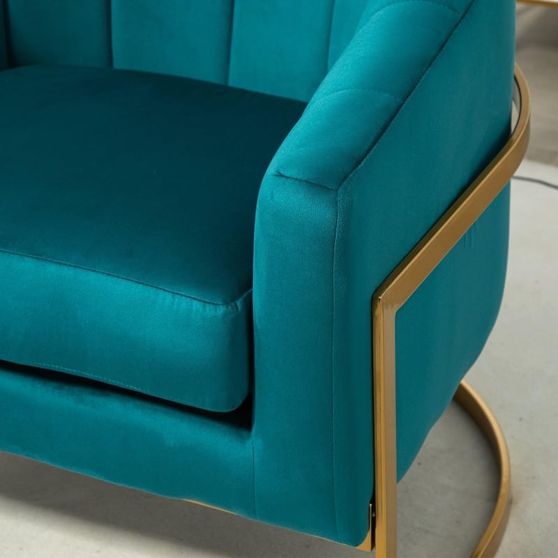 Modern Accent Armchair Luxury Gold Frame and Multi-colored Velvet Material Infuse Elegant Flair