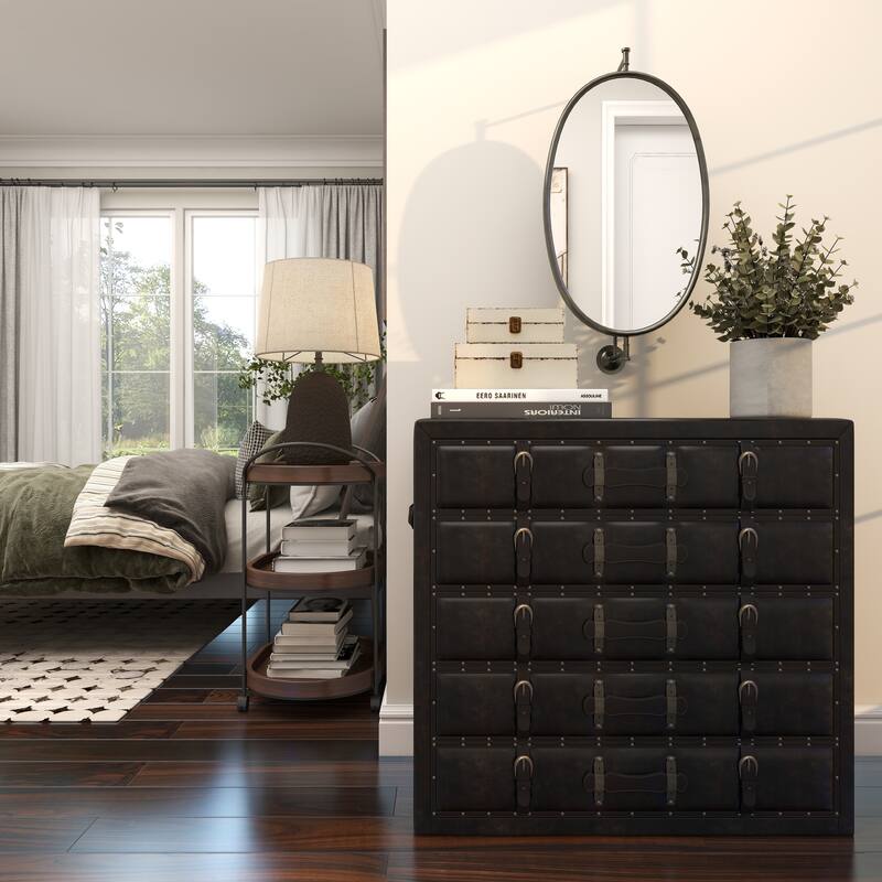 Black Wood Industrial Wall Mirror 29 x 15 x 7 - 15 x 7 x 29
