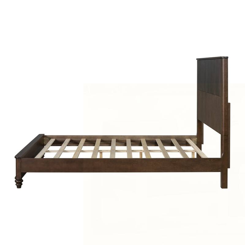 Solid Wood Bed Frame with Tall Headboard