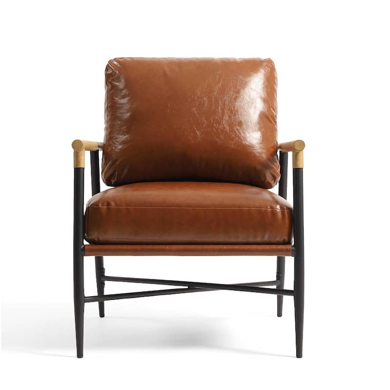 Anis 27'' W Vegan Leather/ Chenille Metal X Base Accent Chair Set of 2