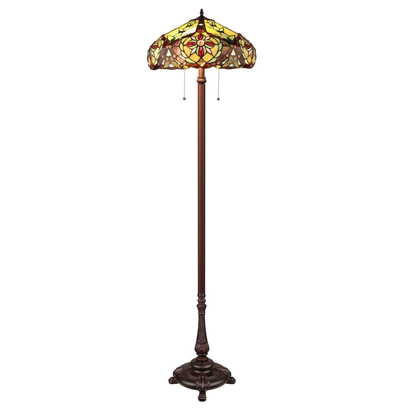 Tiffany Style 2 Light Floor Lamp - 65.5 inches High