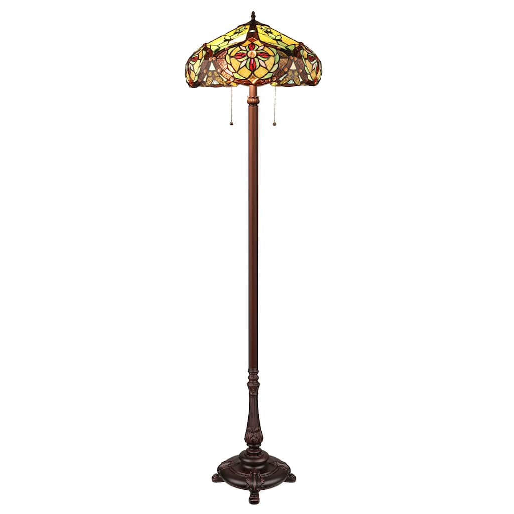 Tiffany Style 2 Light Floor Lamp - 65.5 inches High
