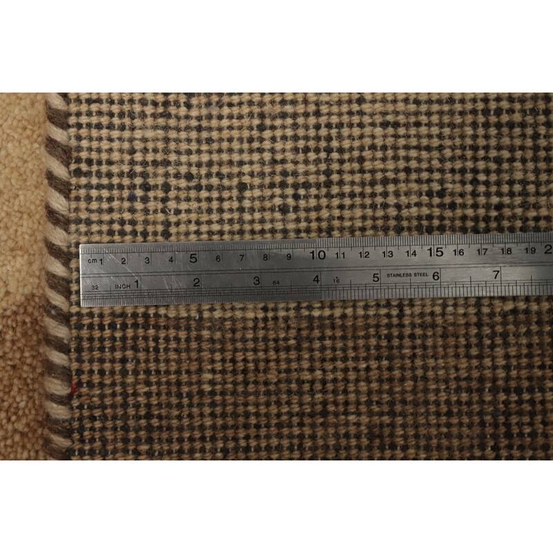 Hand Knotted Oriental 100% Wool Carpet Modern Stripe Brown Gabbeh Area Rug - 4' 5'' X 2' 3''