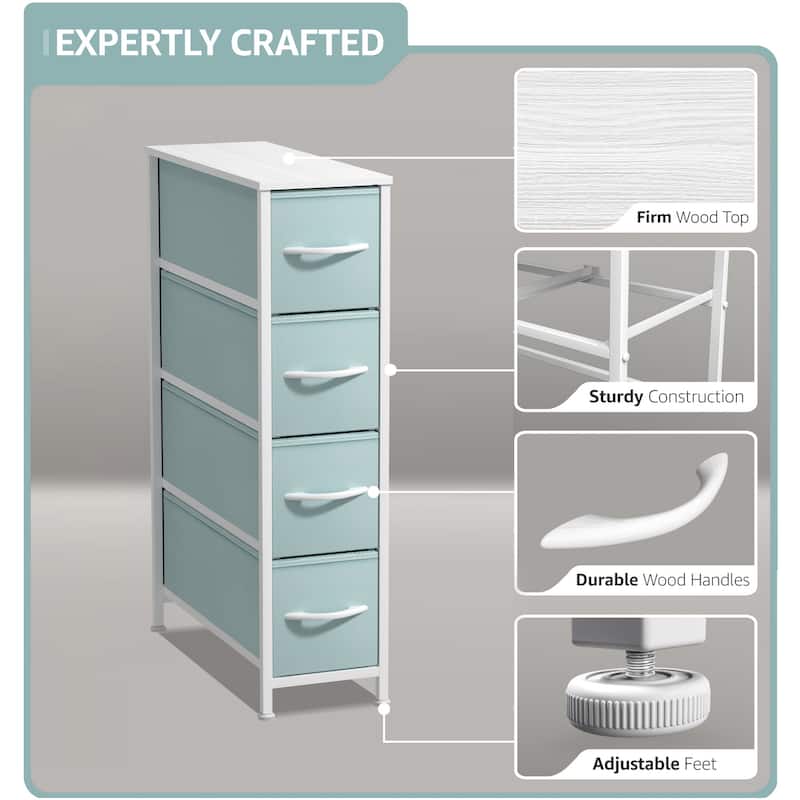 Narrow Dresser Tower with 4 Drawers - Vertical Storage for Bedroom