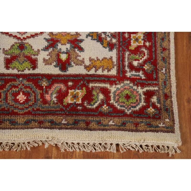 Floral Ivory Oushak Indian Foyer Rug Handmade Wool Carpet - 2'10"x 4'10"