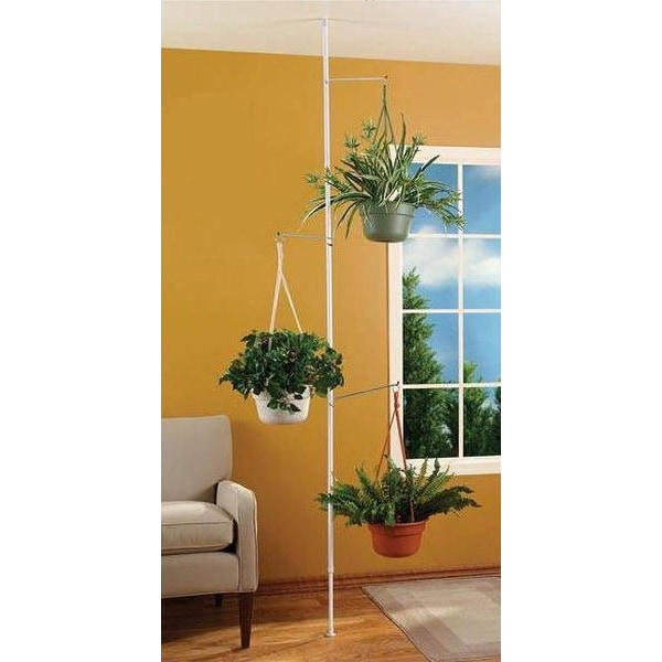 Spring tension Rod Indoor Plant Pole with 3 Adjustable Arms