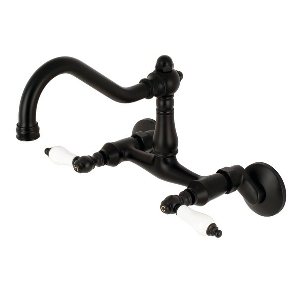 Kingston Brass KS322.PL Vintage 1.8 GPM Bridge Wall Mounted Centerset Kitchen Faucet with Lever Handles