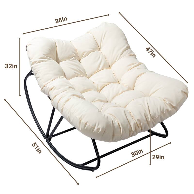 Outdoor Wicker Papasan Chair with Padded Cushion for Patio - 51"D x 30"W x 32"H