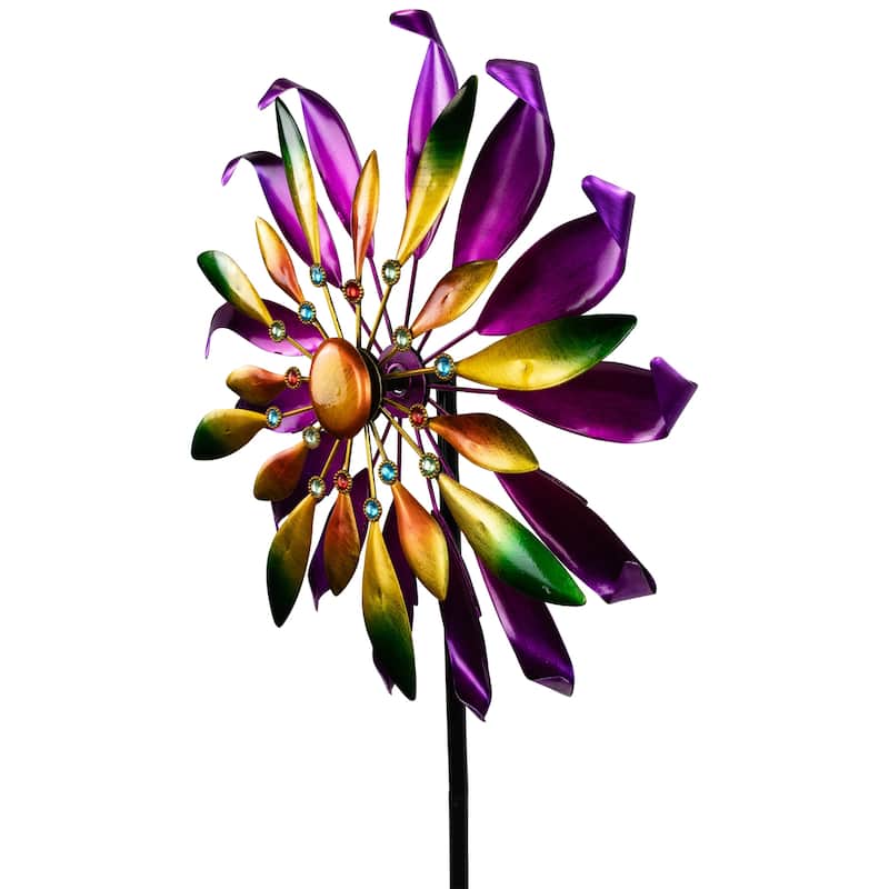 Mardi Gras Flower Outdoor Pinwheel Garden Stake - 4.5'