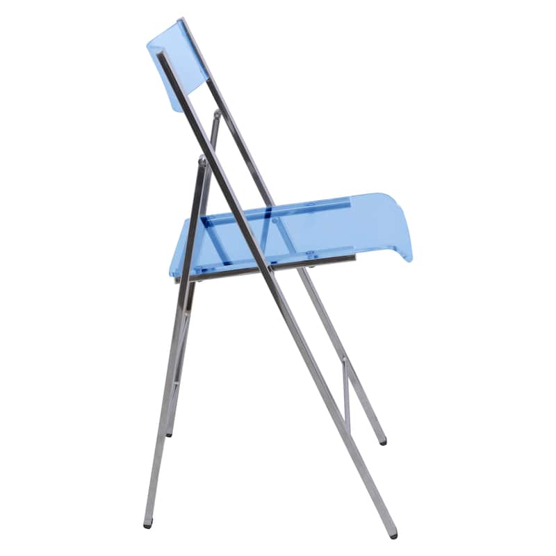 LeisureMod Menno Modern Acrylic Folding Chair - Red - 4 x 30 x 16.5