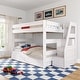 preview thumbnail 4 of 22, Max and Lily Modern Farmhouse Queen Over Queen Bunk Bed With Staircase and Storage Drawers White Wash