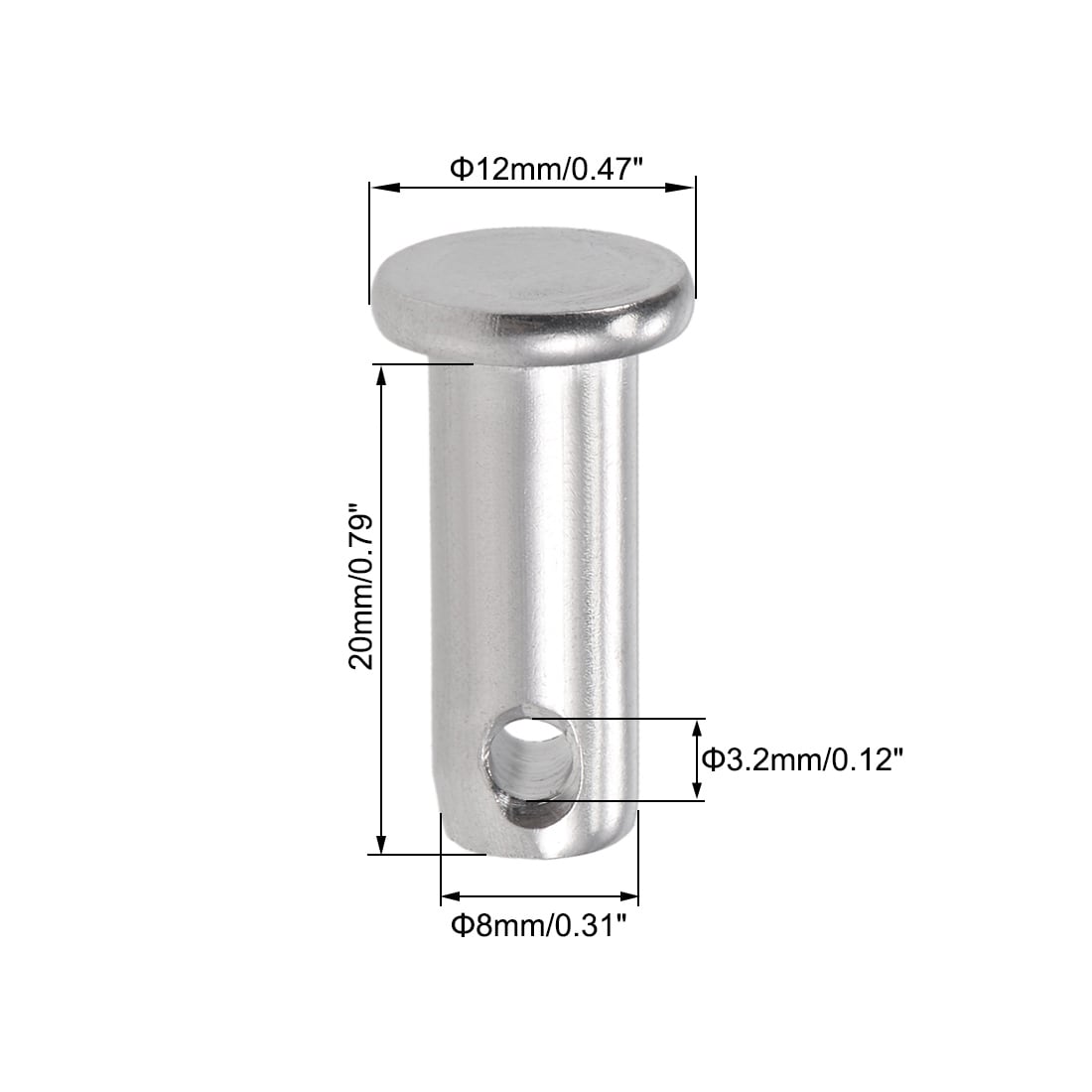 Single Hole Clevis Pins - Flat Head 304 Stainless Steel Link Hinge Pin