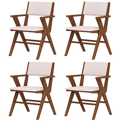 Gymax Wooden Dining Chair Set of 4 w/ Rubber Wood Frame Padded Seat &