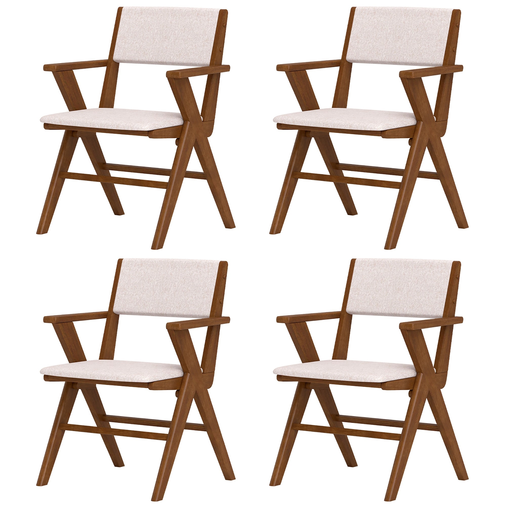Gymax Wooden Dining Chair Set of 4 w/ Rubber Wood Frame Padded Seat &