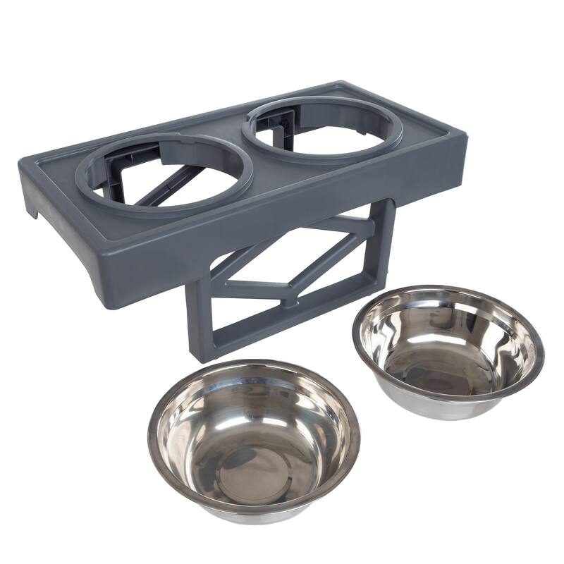 PETMAKER Elevated Dog Bowl Stand - Adjustable Stand and Dog Bowls