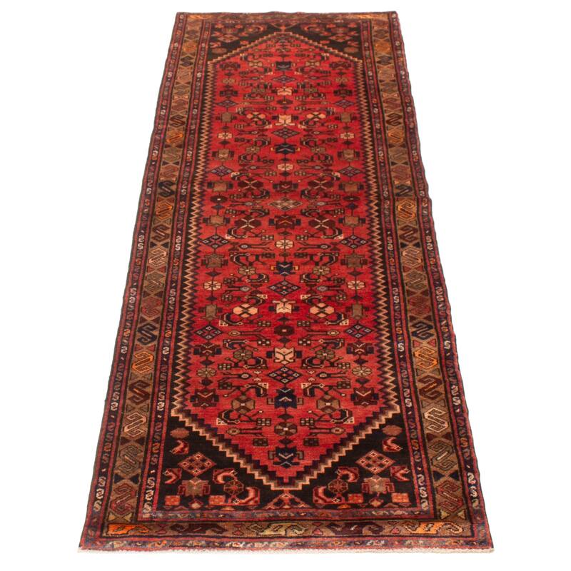 ECARPETGALLERY Hand-knotted Andelz Red Wool Rug - 3'4 x 10'0
