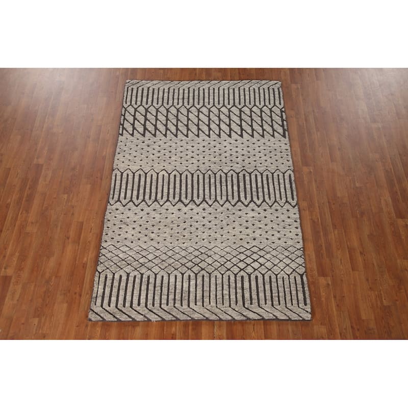 Trellis Moroccan Indian Area Rug Living Room Handmade Wool Carpet - 5'0"x 7'9"