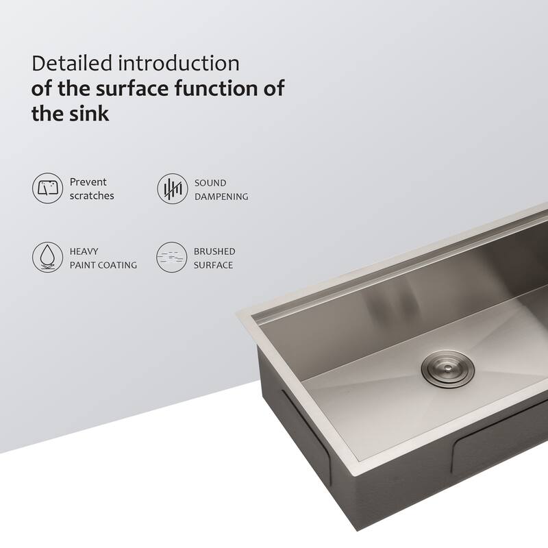 Undermount Single Bowl 16 Gauge Stainless Steel Ledge Workstation Kitchen Sink