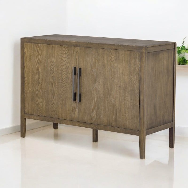 Storage Cabinet Sideboard with 2 Metal Handles, 2 Doors, and Adjustable Shelf for Living Room, Entryway, or Hallway