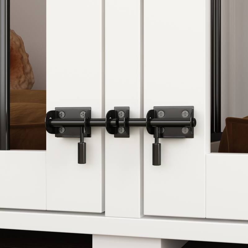 Dog Crate Furniture with Feeding Drawer and Divider, 86.6" Extra Large Indoor Dog Kennel for 2 Dogs,Pet Crate Sideboard