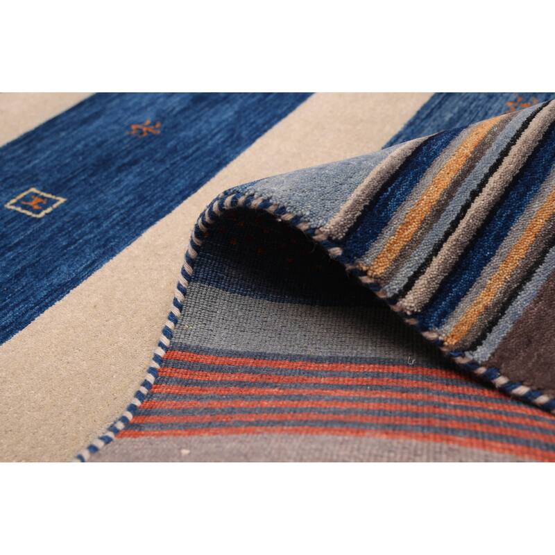 ECARPETGALLERY Hand Loomed Kashkuli Gabbeh Dark Blue Wool Rug - 6'10 x 9'9