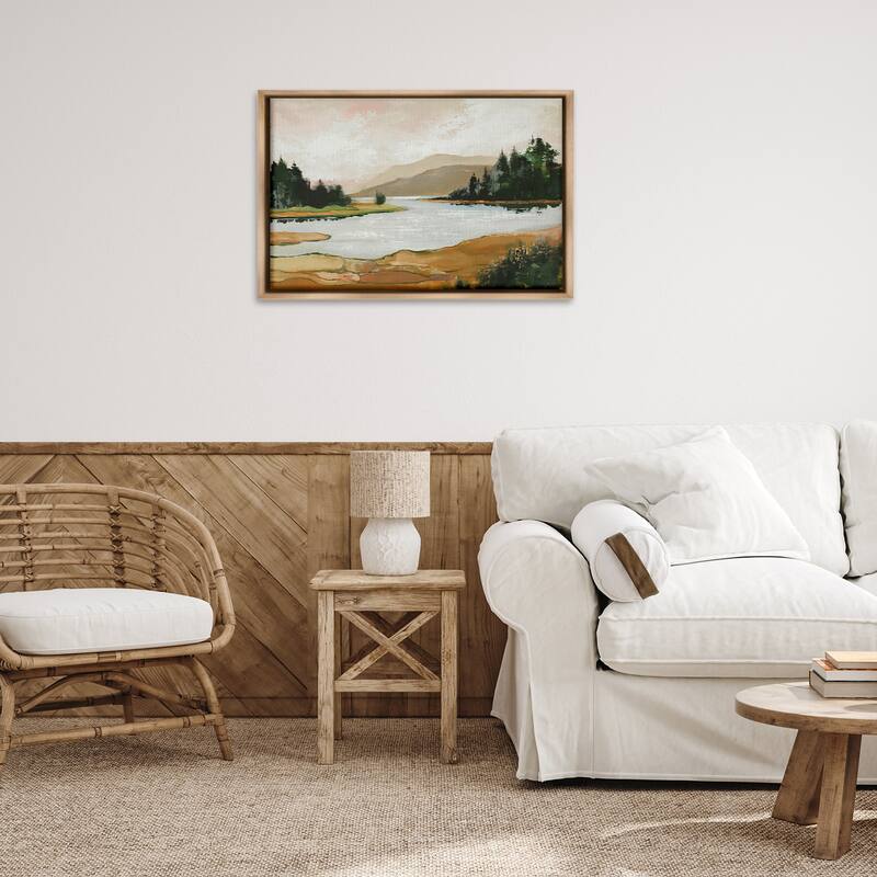 Stupell Relaxing Valley Lake Framed Floater Canvas Wall Art Design By Max Maxx