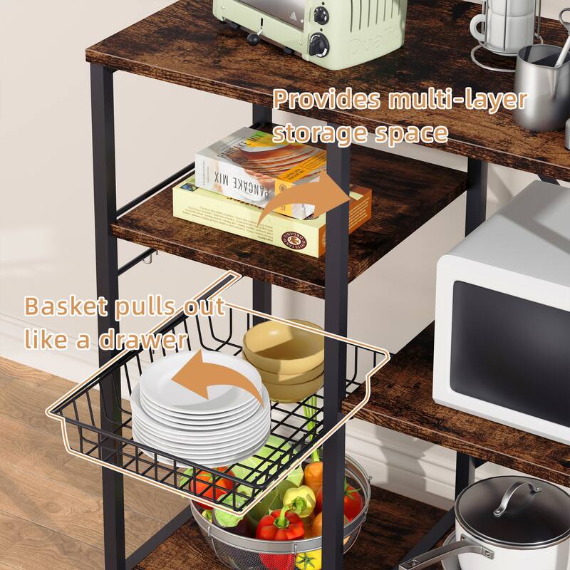 Kitchen Baker's Rack with Power Outlet, Microwave Oven Stand