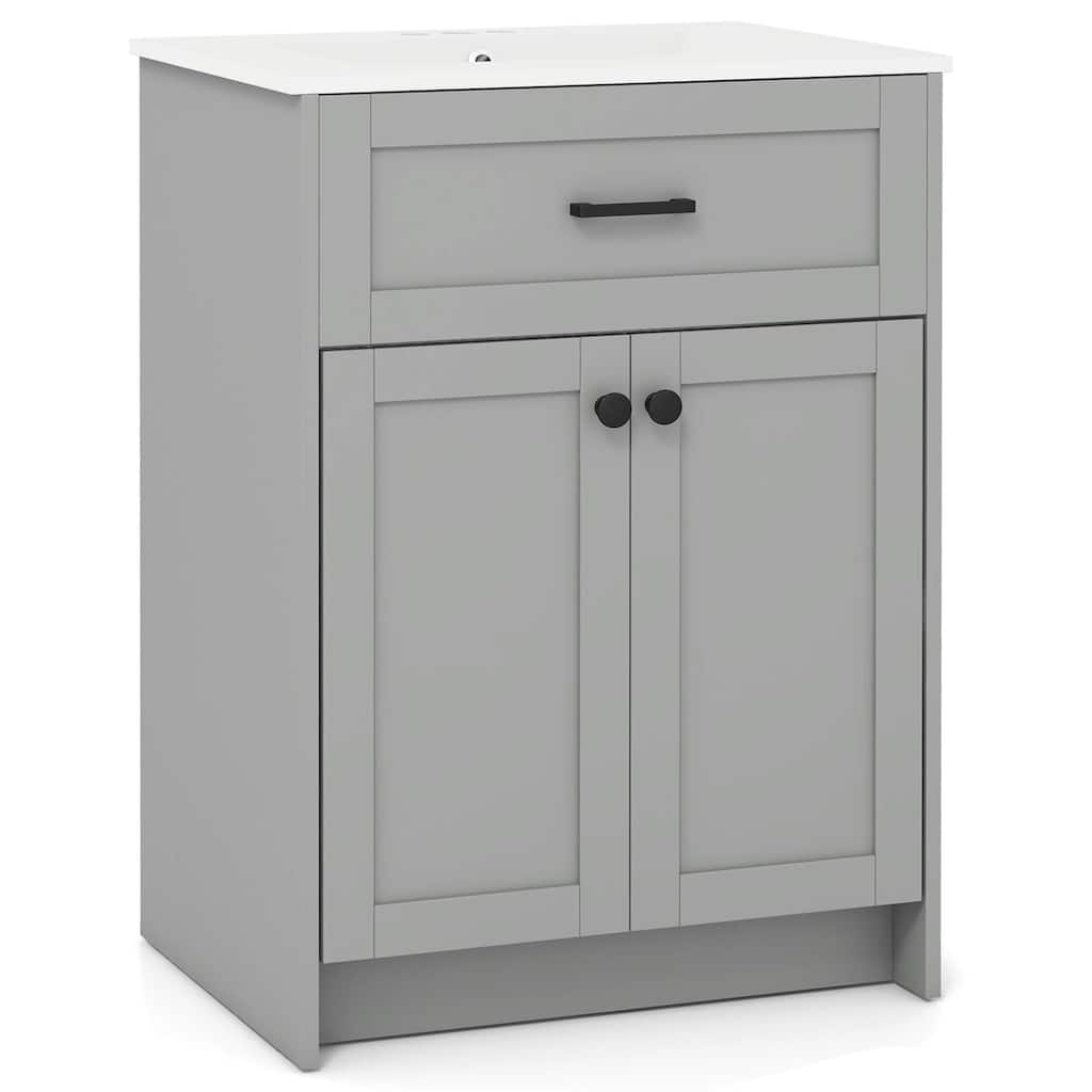 Costway Bathroom Vanity Unit with Basin Under Sink Bathroom Storage - See Details