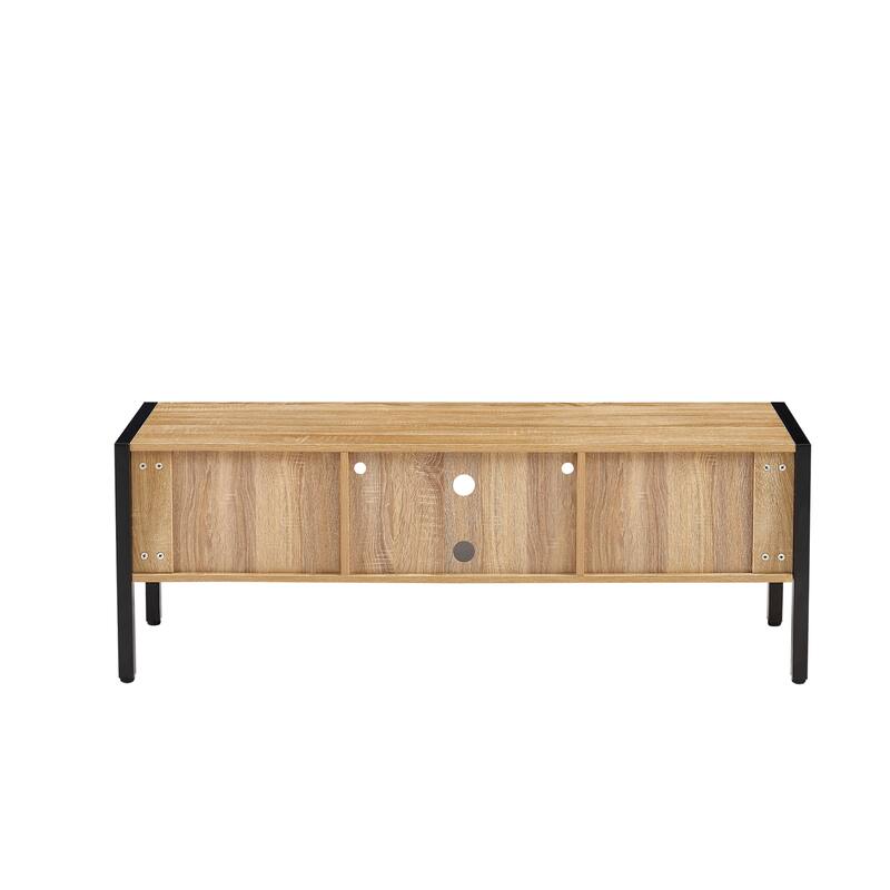 54" TV Console with Color Light Strip, Sliding Doors & Shelf