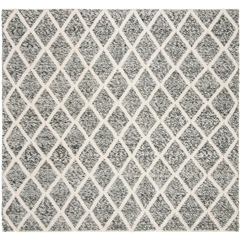 SAFAVIEH Handmade Natura Adelma Wool Rug - 6' Square - Ivory/Black