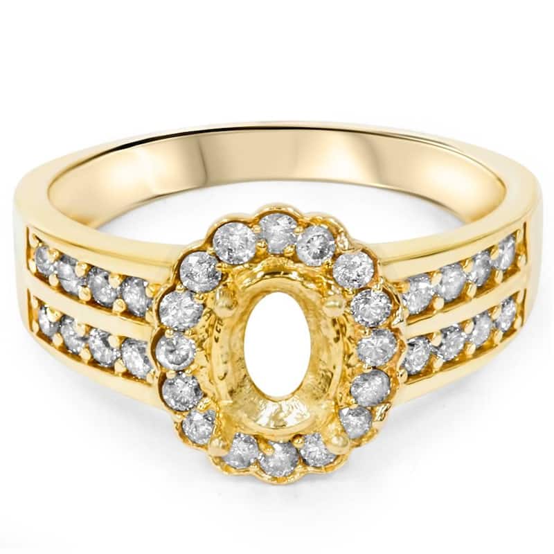 3/8ct Oval Shape Diamond Gold Engagement Ring Setting