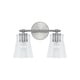 preview thumbnail 10 of 10, Baker 2-light Bath/ Vanity Fixture w/ Clear Seeded Glass