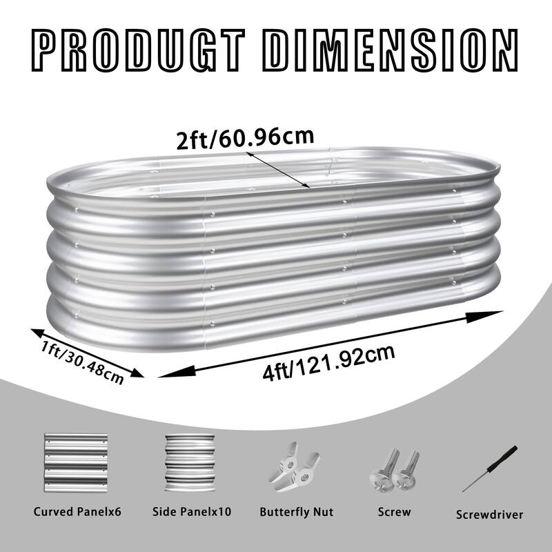 Anmytek Corrugated Metal Raised Garden Bed Oval Planter Outdoor Patio Backyard Gardening