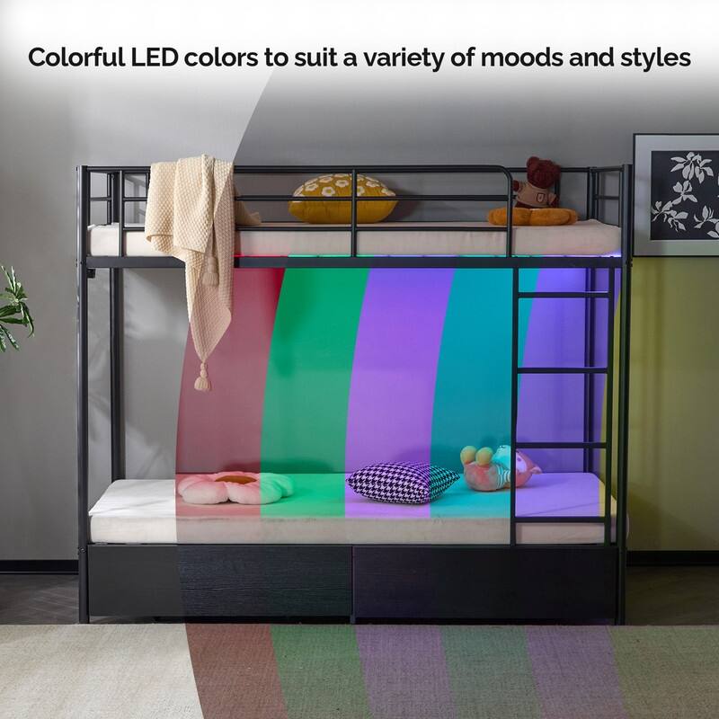 Black Twin over Twin Bunk Bed with Drawers