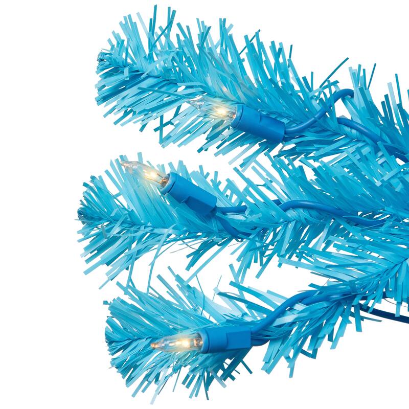 Pre-Lit Medium Artificial Pine Christmas Tree - 7' - Sky Blue - Clear Lights - 7 Foot