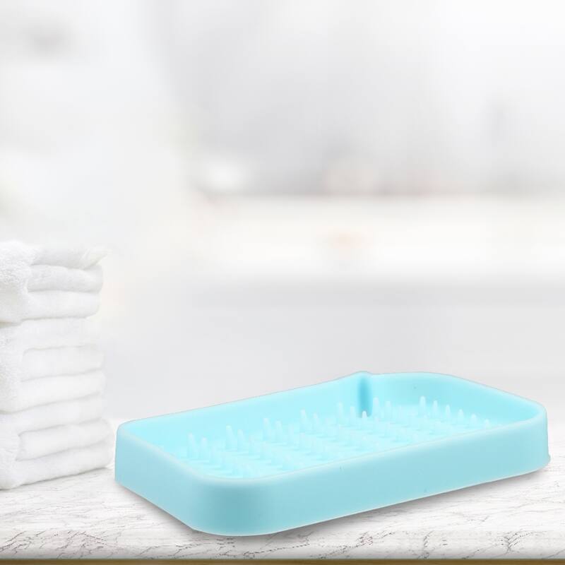 Soap Dish Soap Cleaning Storage for Home Bathroom Kitchen Silicone 2 Pcs