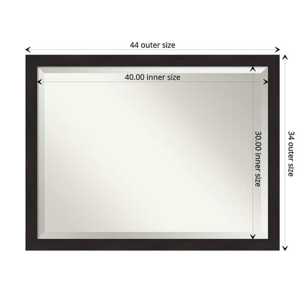 dimension image slide 5 of 6, Beveled Bathroom Wall Mirror - Furniture Espresso Narrow Frame