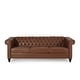 preview thumbnail 32 of 39, Parkhurst Chesterfield Tufted 3-seat Sofa by Christopher Knight Home Dark Brown + Cognac + Faux Leather