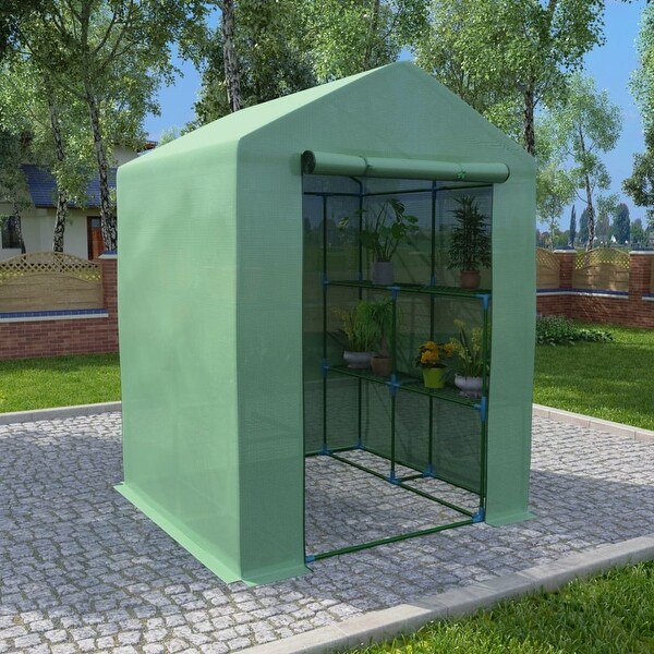 Greenhouse with Shelves Steel 56.3"x56.3"x76.8" - as picture