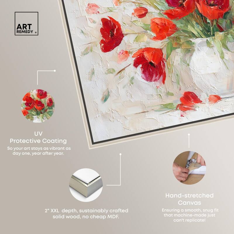 Red Blooms in a Vase Canvas by Art Remedy