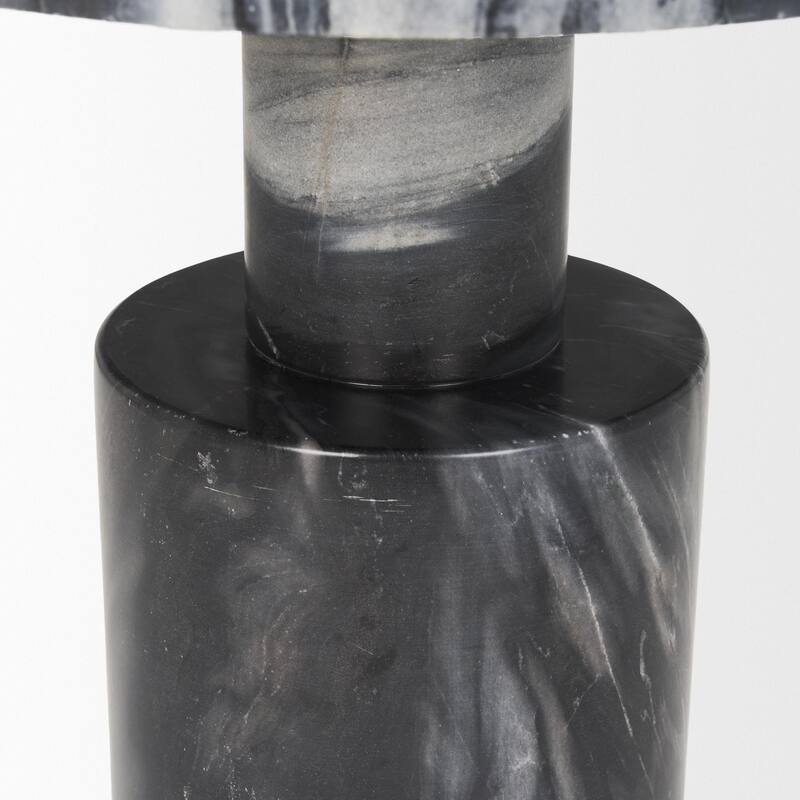 Taite Solid Dark Gray Marble Pedestal Accent Table - 16.0L x 16.0W x 20.0H